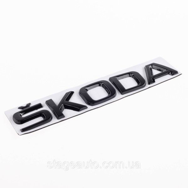 Trunk nameplate, trunk inscription Skoda SKODA Black gloss