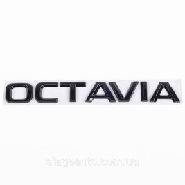 Trunk nameplate, trunk inscription Octavia OCTAVIA Skoda Black gloss
