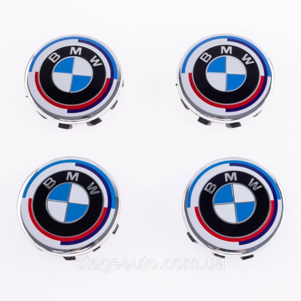Caps plugs for alloy wheels Anniversary 50 years of BMW BMW Motorsport Tricolor 56 mm