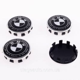 Caps plugs for alloy wheels Anniversary 50 years of BMW BMW Motorsport inscription around the circle Black and white 56 mm