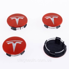 Ковпачки заглушки в литі диски TESLA Тесла 58 мм Червоні 6005879-00-A, TLB0011 комплект
