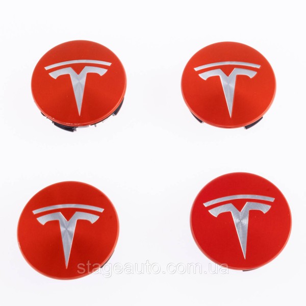 Caps plugs for alloy wheels TESLA Tesla 58 mm Red 6005879-00-A, TLB0011 set