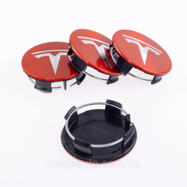 Caps plugs for alloy wheels TESLA Tesla 58 mm Red 6005879-00-A, TLB0011 set