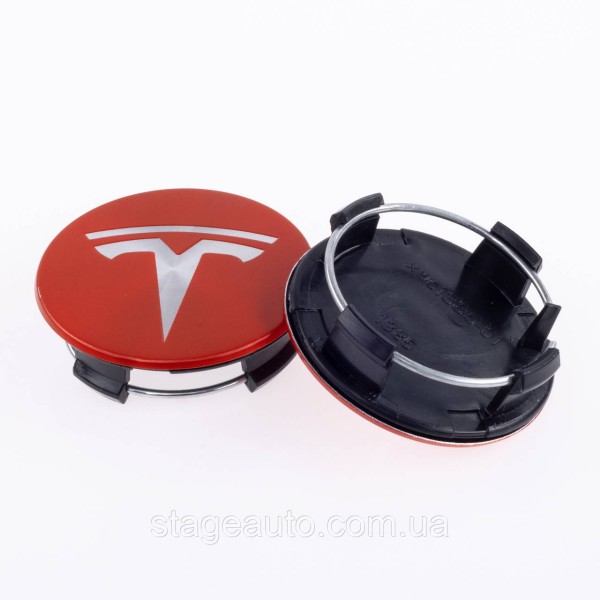 Caps plugs for alloy wheels TESLA Tesla 58 mm Red 6005879-00-A, TLB0011 set
