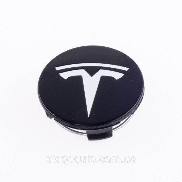 Cap plug for alloy wheels TESLA Tesla 58 mm Black white 6005879-00-A, TLB0011