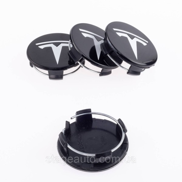 Cap plug for alloy wheels TESLA Tesla 58 mm Black white 6005879-00-A, TLB0011