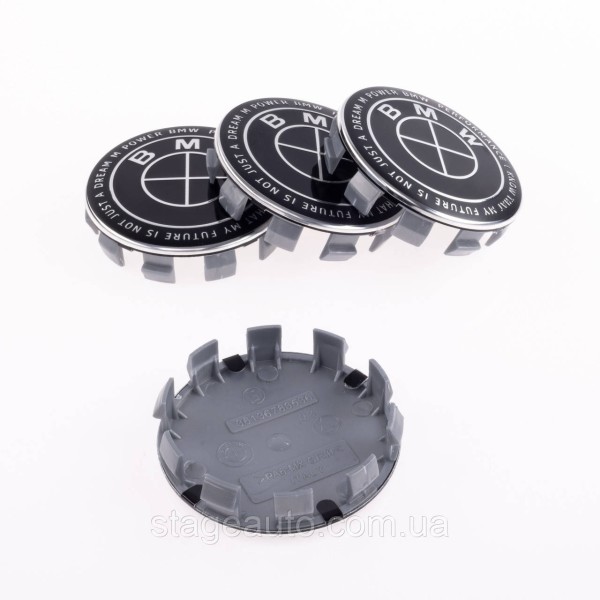 Caps plugs for alloy wheels Anniversary 50 years of BMW BMW Motorsport inscription around the circle Black 68 mm