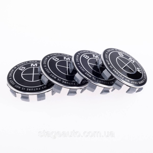 Caps plugs for alloy wheels Anniversary 50 years of BMW BMW Motorsport inscription around the circle Black 68 mm