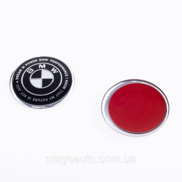 Emblem for BMW steering wheel BMW 45 mm Anniversary 50 years Motorsport inscription in a circle Black and white