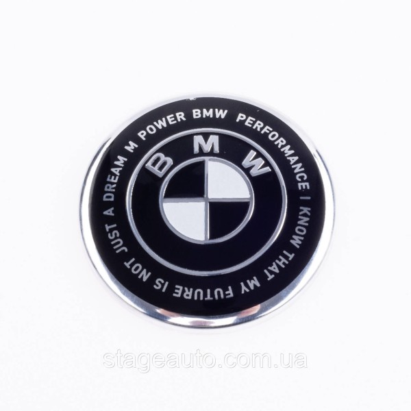 Emblem for BMW steering wheel BMW 45 mm Anniversary 50 years Motorsport inscription in a circle Black and white