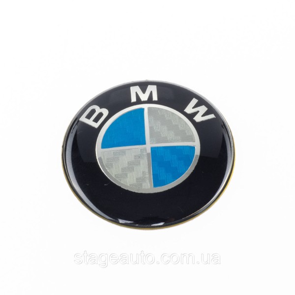 Емблема БМВ, значок на кермо БМВ BMW 45мм Біло-синій карбон
