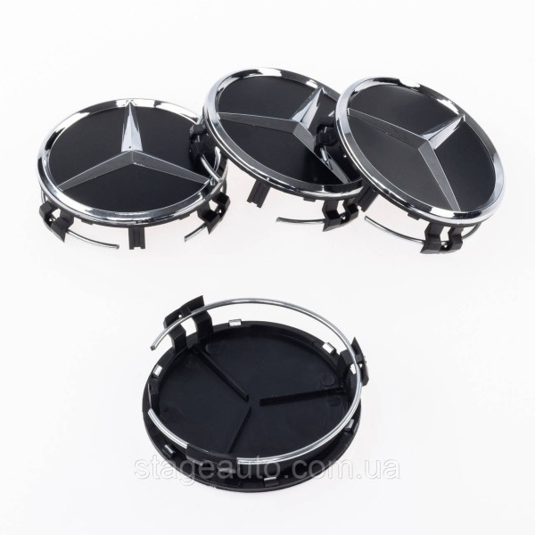 Caps plugs for alloy wheels Mercedes 75mm, Mercedes black matte A2204000125