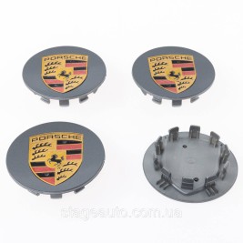 Ковпачки заглушки в литі диски PORSCHE Порше 76 мм Сірі 5601149