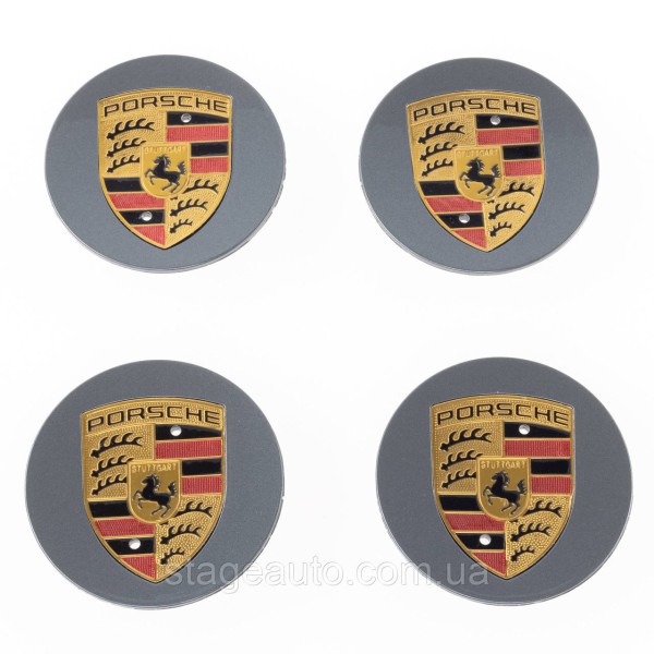 Ковпачки заглушки в литі диски PORSCHE Порше 76 мм Сірі 5601149