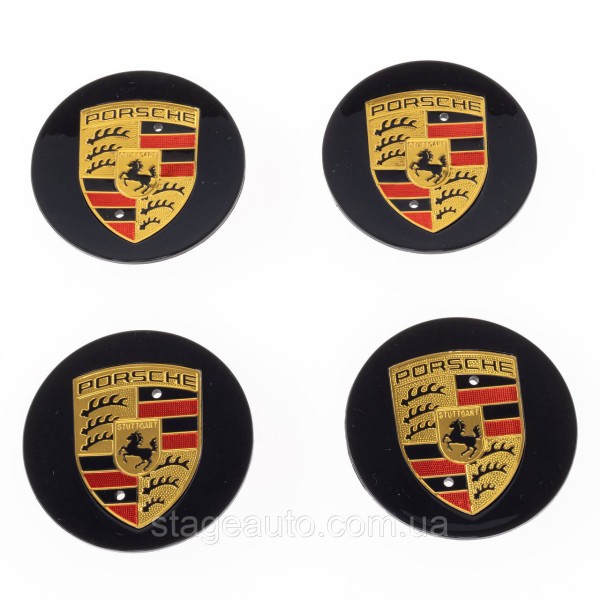 Ковпачки заглушки в литі диски PORSCHE Порше 76 мм Чорні 5601149