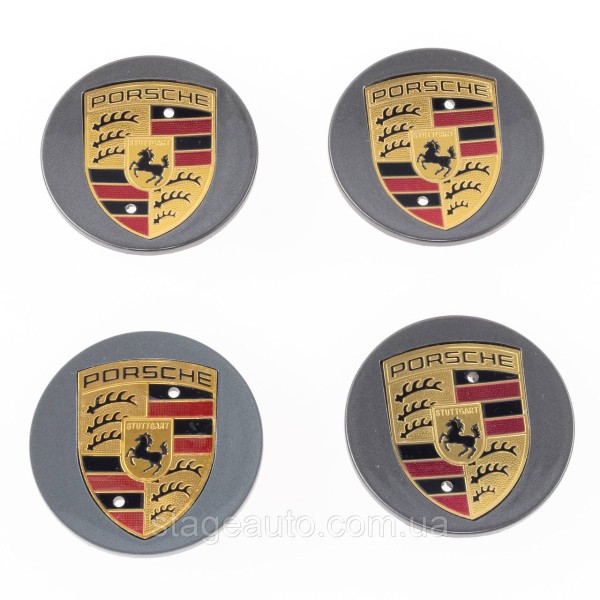 Ковпачки заглушки в литі диски PORSCHE Порше 65 мм Сірі
