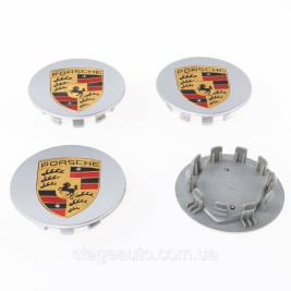 Ковпачки заглушки в литі диски PORSCHE Порше 76 мм Сріблясті 5601149