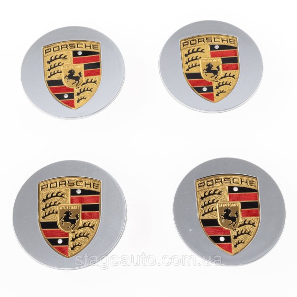 Ковпачки заглушки в литі диски PORSCHE Порше 76 мм Сріблясті 5601149