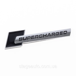 Emblem nameplate on wings, inscription badge on wing Audi Audi Supercharged Supercharged Black+chrome