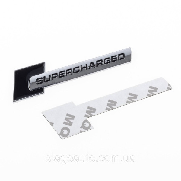 Emblem nameplate on wings, inscription badge on wing Audi Audi Supercharged Supercharged Black+chrome