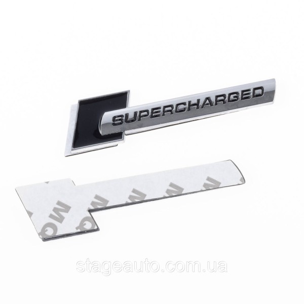 Emblem nameplate on wings, inscription badge on wing Audi Audi Supercharged Supercharged Black+chrome