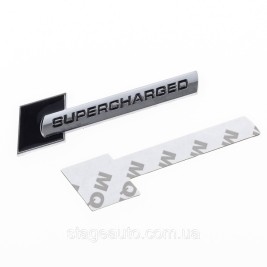 Emblem nameplate on wings, inscription badge on the wing Audi Audi Supercharged Supercharged Black + chrome pair 2 pcs