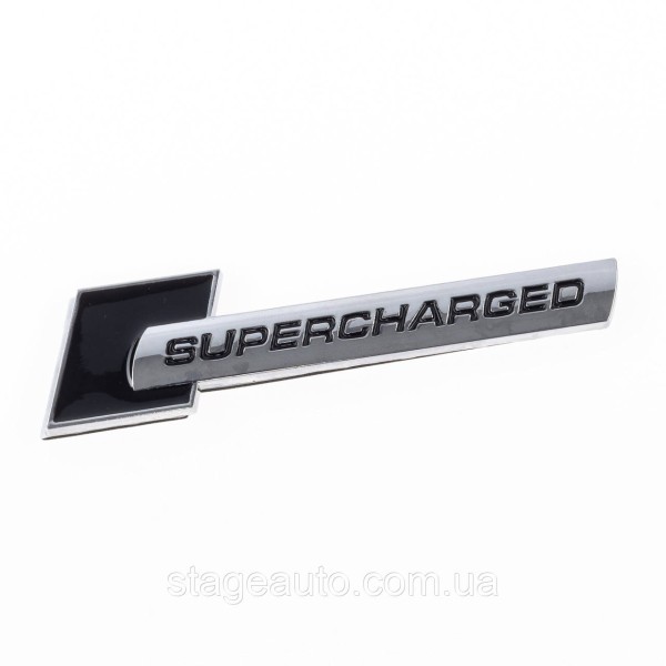 Emblem nameplate on wings, inscription badge on the wing Audi Audi Supercharged Supercharged Black + chrome pair 2 pcs