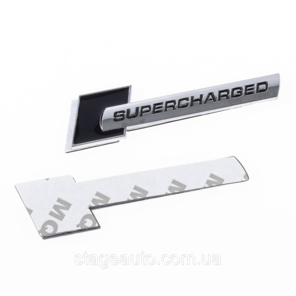 Emblem nameplate on wings, inscription badge on the wing Audi Audi Supercharged Supercharged Black + chrome pair 2 pcs