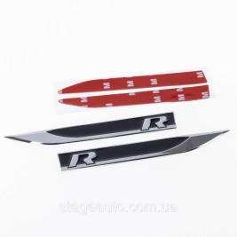 Emblem nameplate on wings, blades badge Volkswagen Volkswagen R line R line Chrome black pair