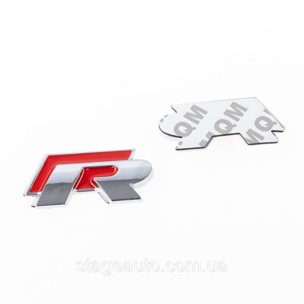 Emblem nameplate on wings, inscription badge Volkswagen Volkswagen R line R line Chrome red pair