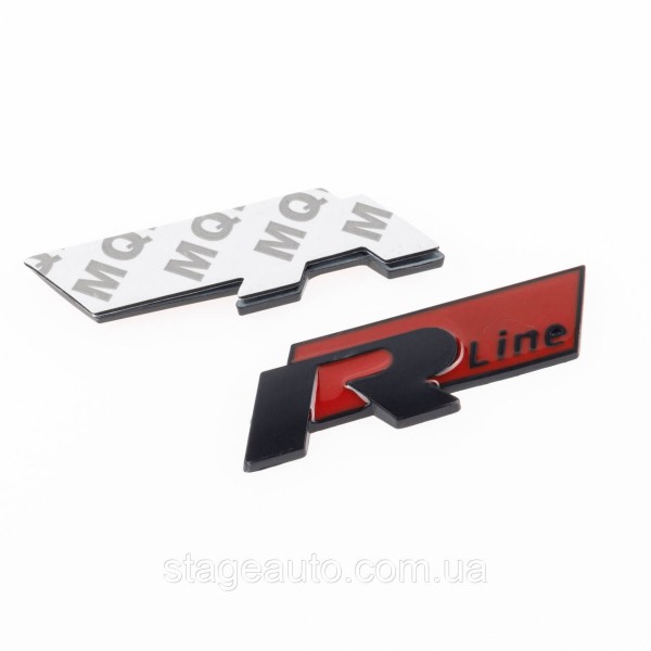 Emblem nameplate on wings, inscription badge Volkswagen Volkswagen R line R line black red pair