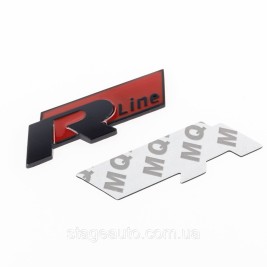 Emblem nameplate, inscription badge on the wing, trunk VW Volkswagen Volkswagen R line R line red