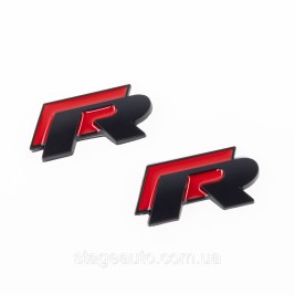 Emblem nameplate on wings, inscription badge Volkswagen Volkswagen R line R line Black red pair
