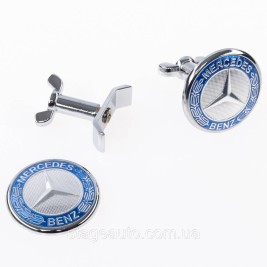 Emblem in the hood Mercedes Benz, badge on the hood Mercedes 45 mm Blue W205, W213, C238