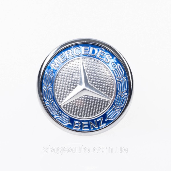 Емблема в капот Mercedes Benz, значок на капот Mercedes 45 мм Синій W205, W213, C238