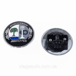 Emblem in the hood Mercedes Benz AMG, badge on the hood Mercedes AMG 57 mm