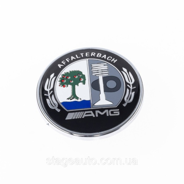 Emblem in the hood Mercedes Benz AMG, badge on the hood Mercedes AMG 57 mm