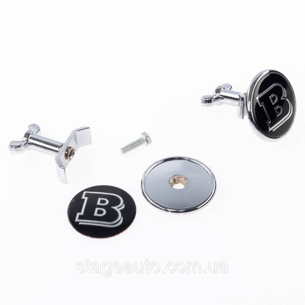 Emblem in the hood Mercedes Benz BRABUS, badge on the hood Mercedes BRABUS 45 mm Black W205, W213, C238