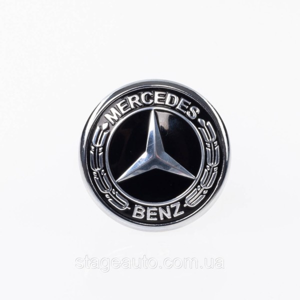 Emblem in the hood Mercedes Benz, badge on the hood Mercedes 45 mm Black W205, W213, C238