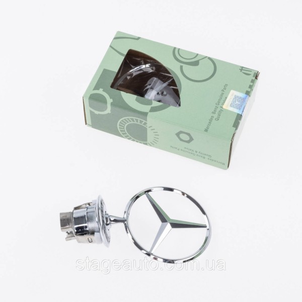 Emblem sight Mercedes badge in the hood Mercedes A2108800186 Chrome, Black rim