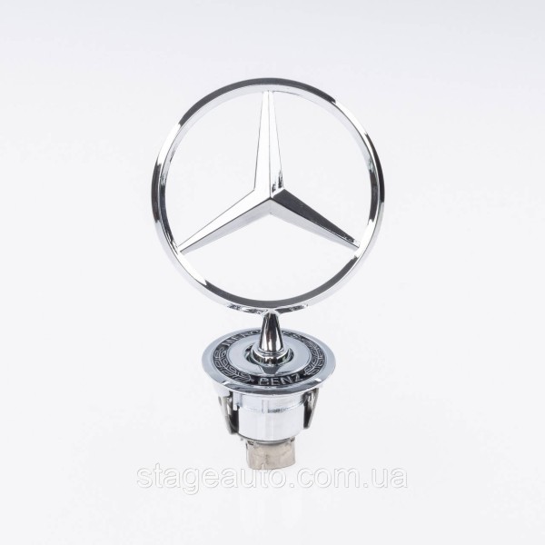 Emblem sight Mercedes badge in the hood Mercedes A2108800186 Chrome, Black rim