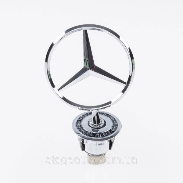 Emblem sight Mercedes badge in the hood Mercedes A2108800186 Chrome, Black rim