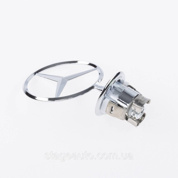 Emblem sight Mercedes badge in the hood Mercedes A2108800186 Chrome, Black rim
