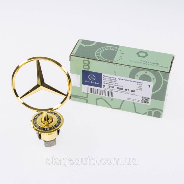 Emblem sight Mercedes badge in the hood Mercedes A2108800186 gold