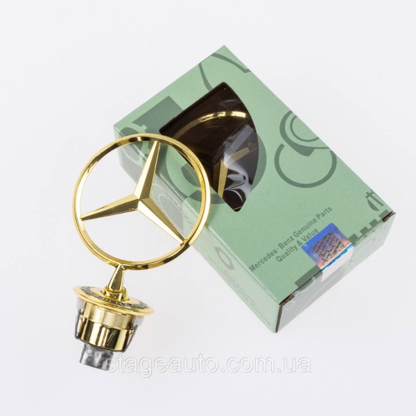 Emblem sight Mercedes badge in the hood Mercedes A2108800186 gold
