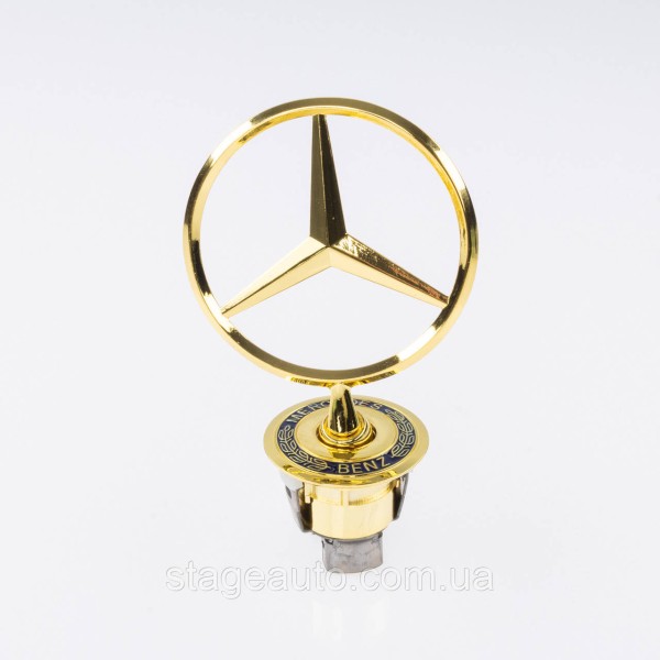 Emblem sight Mercedes badge in the hood Mercedes A2108800186 gold
