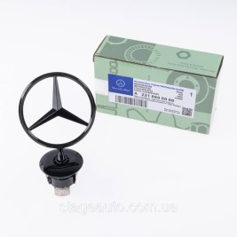 Emblem sight Mercedes badge in the hood Mercedes A2108800186 black glossy