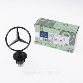 Emblem sight Mercedes badge in the hood Mercedes A2108800186 black glossy