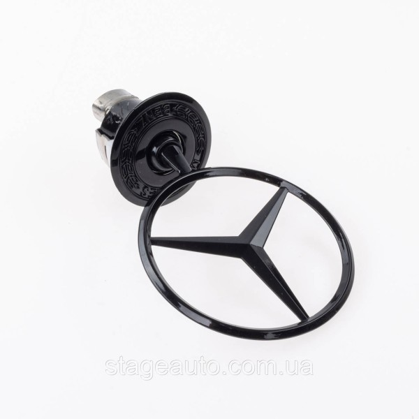 Emblem sight Mercedes badge in the hood Mercedes A2108800186 black glossy