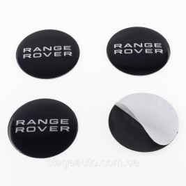 Наклеювання на ковпачки заглушки в диски Range Rover Рендж Ровер 56 мм Чорні 4 шт